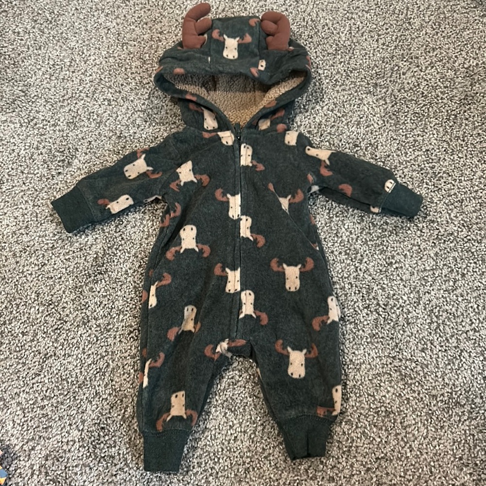 Newborn fuzzy moose onesie
